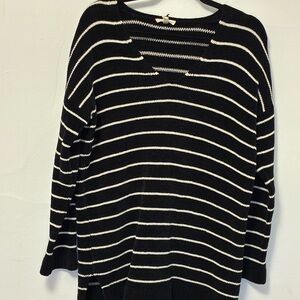 Eileen Fisher Vintage Black and White Striped 100% Cotton Knit Top